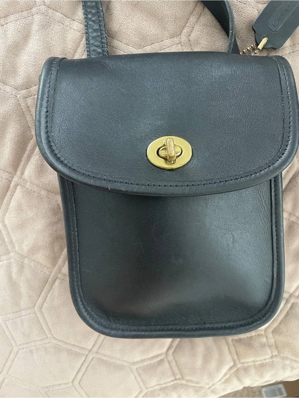 Vintage Coach Black Sidepack Style 9978